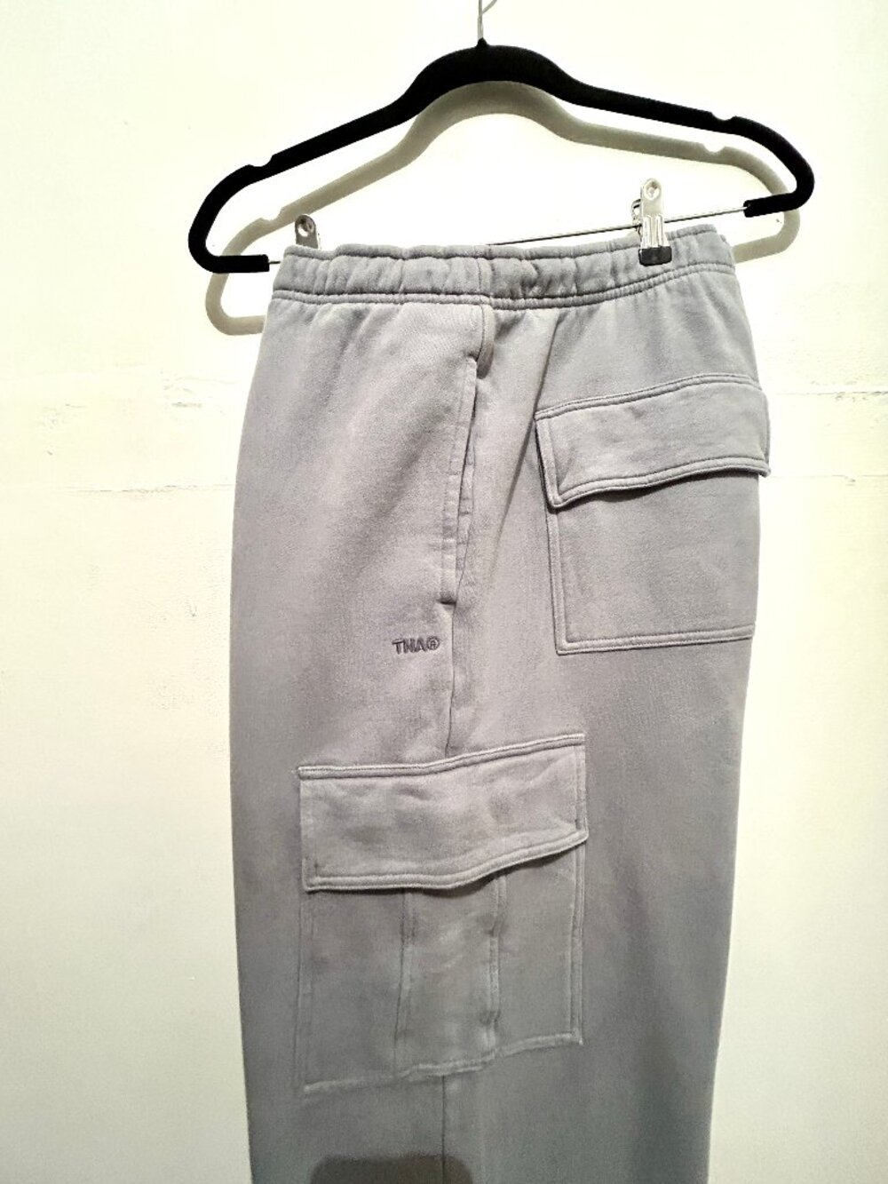 TNA Wide-Leg Sweatfleece Pants in Gray-blue ARISTIA